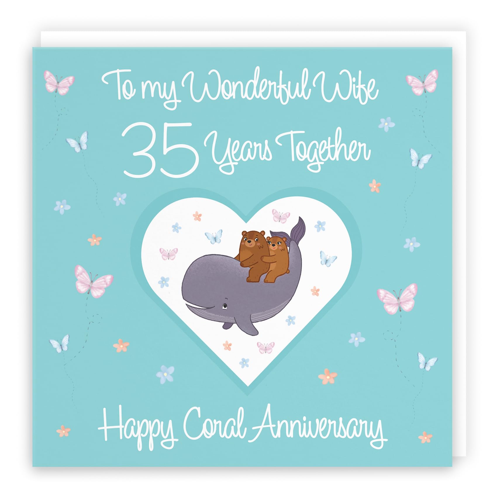 Hunts England - Wife 35th Anniversary Card - 35 Years - Coral Anniversary - Romantic Meadows - Fun Card - 35th Anniversary Card For Wife — image 1