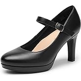 DREAM PAIRS Women's Pumps Close Toe Classic High Heels Round Toe Comfortable Low Platform Mary Jane Dress Shoes