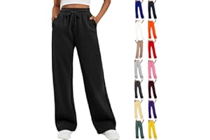 GENERIC Women's Wide Leg Sweatpants Fleece Lined Baggy Sweat Pants Lounge Fashion Clothing Athletic Joggers with Pockets