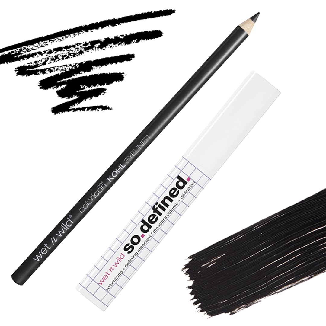 Wet n Wild, So Defined Volumizing + Defining Mascara with Bonus Color Icon Kohl Eyeliner Pencil, Highly-Pigmented, Essential 2-Piece Bundle for Bold Eye Make-up Looks