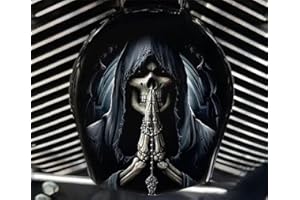 MOKUB Cowbell Horn Cover,Harley Custom Made,Terrible Motorcycle Cowbell Horn Cover Decoration,Motorcycle Accessories (Prayer Reaper)