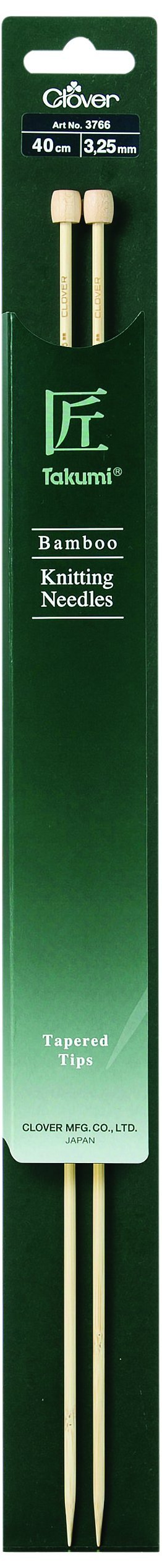 Clover Takumi Bamboo: Knitting Pins: Single Ended: 40cm x 3.25mm, Wood, 3.25mm, CL3766