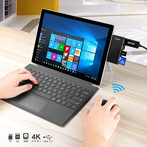 Surface Pro 4 USB 3.0 Hub and Card Reader Combo with Build-in Mini DP to HDMI Adapter, Dual USB 3.0 Port and SD & 2 TF/Micro SD Memory Card Reader for Microsoft Surface Pro 4