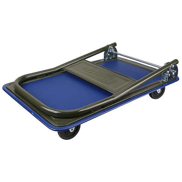 OLYMPIA TOOLS FOLDABLE PUSH CART DOLLY – 300 LB. CAPACITY HEAVY DUTY PLATFORM TRUCK WITH 360° SWIVEL WHEELS – BLACK