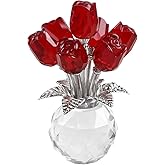 kitCom Crystal Rose Red Flower Figurine, Rose Gifts for Mom Wife Girlfriend Grandma, Crystal Flower Collectible Ornament Valentine's Day Mother's Day Thanksgiving Christmas Anniversary Birthday Gifts