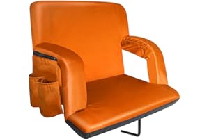 Avocahom Portable Stadium Seat Chair Extra Wide 25Inch Reclining Bleacher Seat w/Padded Backrest & Armrests, Waterproof & Anti-Slip, Camping, Concerts, Sports