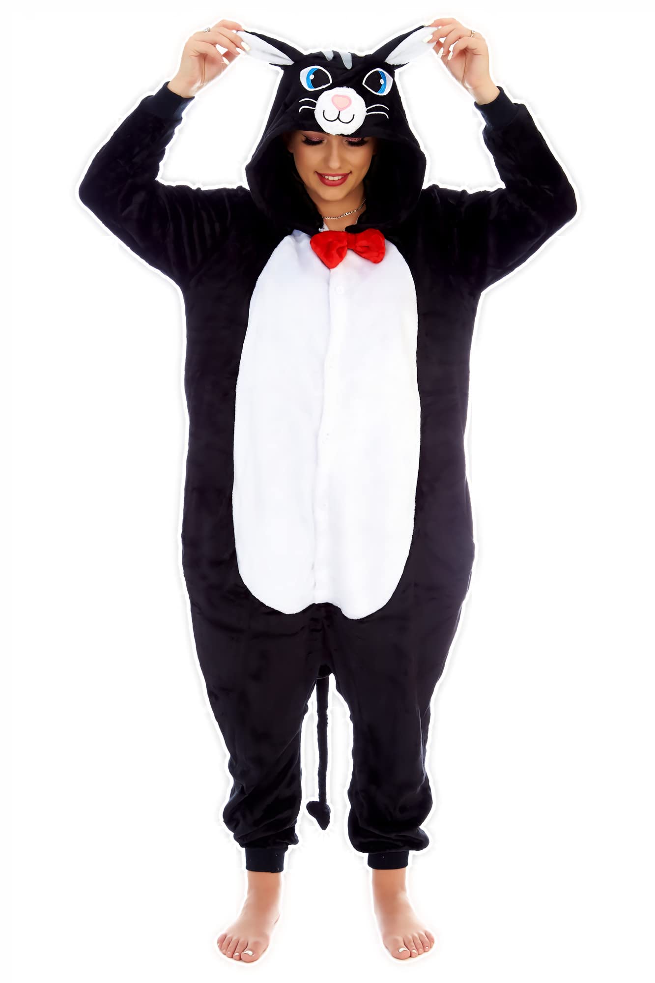 Everglamour 5055601171616 Onesie/Body Suit, Unisex-Adult, Black, Large