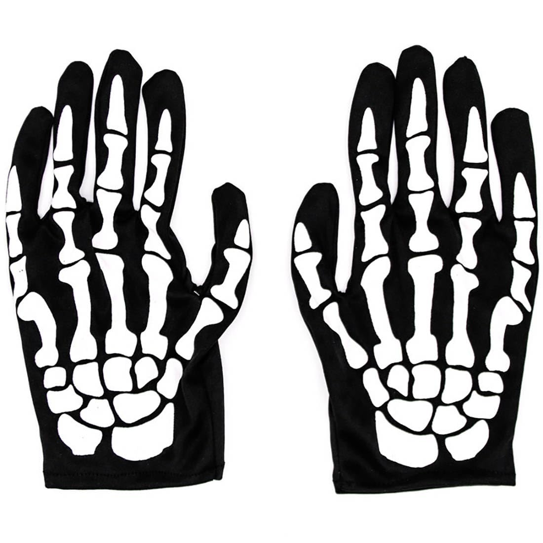 Cubahop Halloween Skeleton Skull Full-fingered Gloves - Short Ghost Gloves for Women (Black, Standard)