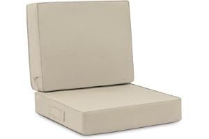 Favoyard Deep Seat Patio Cushion Set 24 x 24 Inch Waterproof Outdoor Chair Cushions for Patio Furniture with Fade Resistant and Removable Cover with Handle & Adjustable Straps for Patio, Yard, Garden