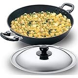 Futura Q 57 Non-Stick Deep-Fry Pan(Kadhai) 4.0 Litre with Steel Lid, 4 Liter, Gray