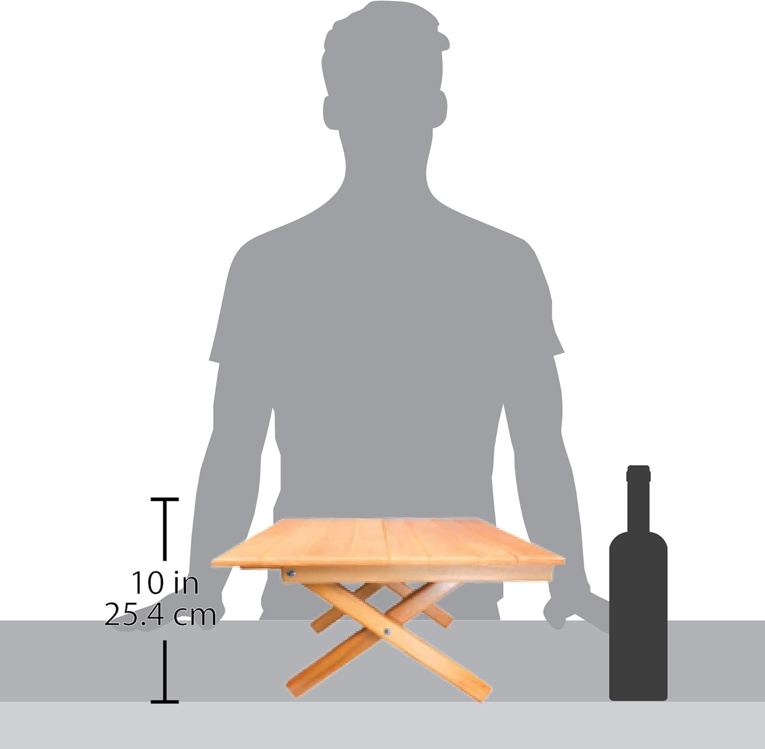 Simple Setup Short Table All-Purpose Use and Portability - Beach, Picnic, Camp, Or As A Gift - All Wood Strong Table (Height 10”): Furniture & Decor