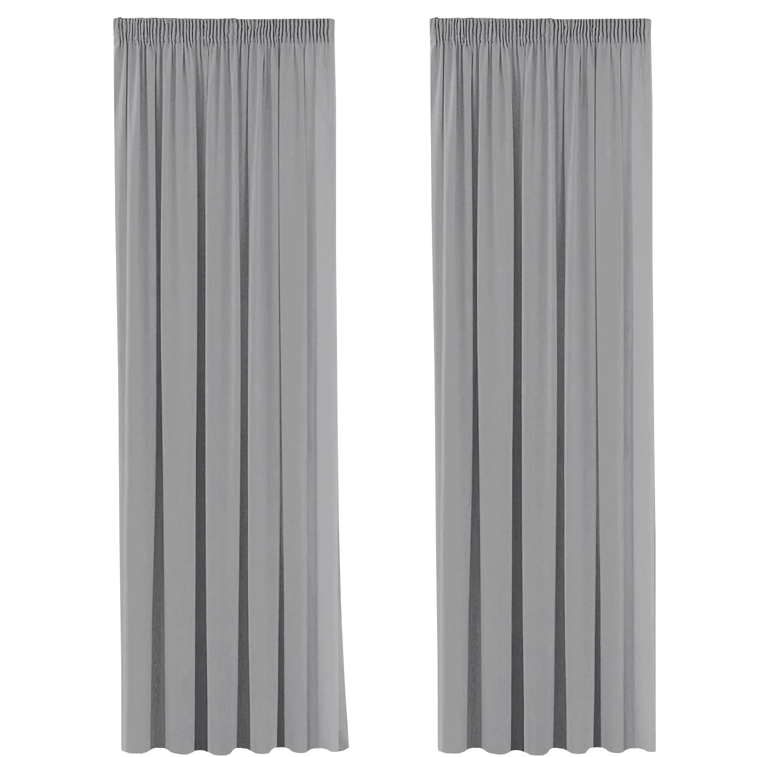 H.Versailtex Blackout Grey Thermal Curtain Draperies with Hooks for Room Darkening Decorative Window Curtain Panels for Kids Nursery, 2 Panels, 90" Width x 72" Drop