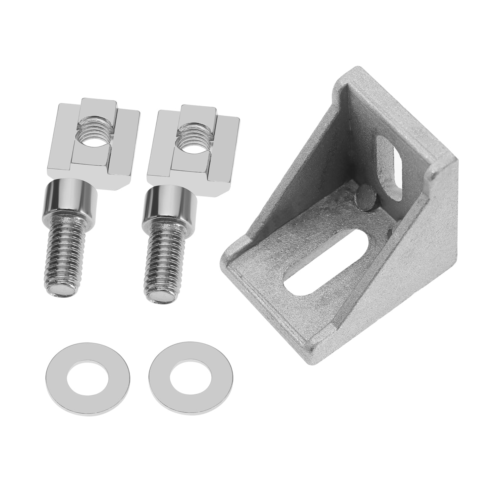 The Lord of the Tools 10Pcs 3030 Corner Mounting Brackets Aluminium Angle Mounting Brackets with M6 Screws T-Slide Nuts Washers Accessories for Furniture Building Industry Silver