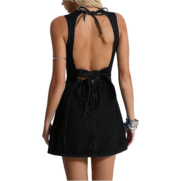 denim halterneck waistcoat dress Nasty Gal The Denim Halter Neck Waistcoat Dress at Amazon Women's Clothing  store