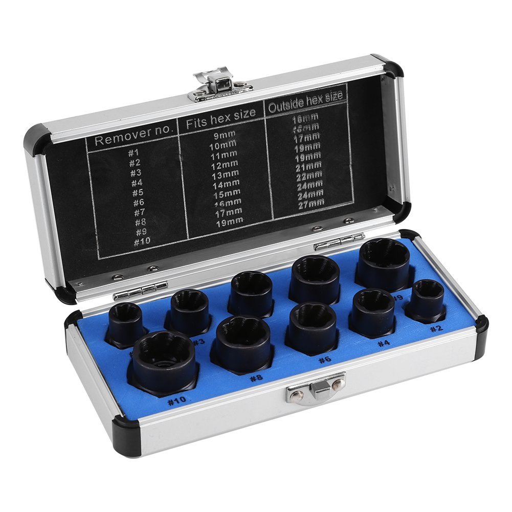 Zerodis Damaged Bolt Remover Set, 10 Pcs Polished Threading Tools Kit, Variety Pack, FASTENER_DRIVE_BIT, tool kit