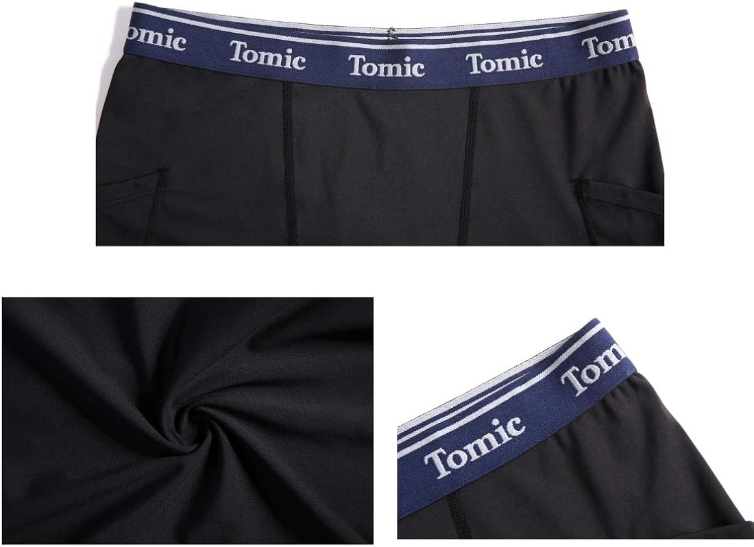 Tomic Youth Boys Compression Shorts 2 Pack Sports Boxer Briefs Performance Athletic Underwear with Pockets: Clothing