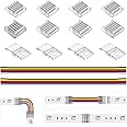 BTF-LIGHTING SMD 6 Pin 12mm 0.47in Width Transparent Connector Kit,4xGapless Solderless 8pcs Corner Connector, 4pcs 5.9in Long 22AWG Extension Wires,Support 5050 SMD RGBCCT LED Strip