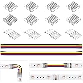 BTF-LIGHTING SMD 6 Pin 12mm 0.47in Width Transparent Connector Kit,4xGapless Solderless 8pcs Corner Connector, 4pcs 5.9in Long 22AWG Extension Wires,Support 5050 SMD RGBCCT LED Strip