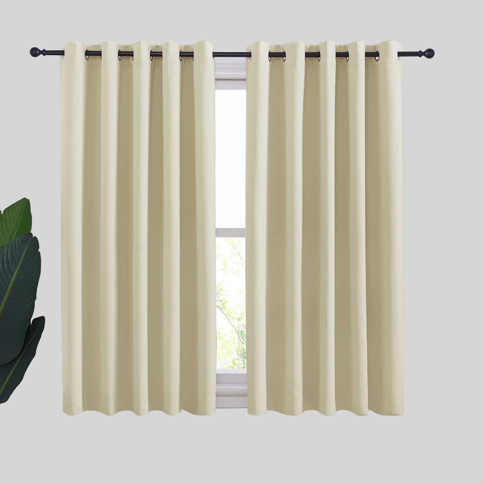 Photo 1 of NICETOWN Room Darkening Curtain Panels for Cafe, Thermal Insulated Grommet Room Darkening Draperies/Drapes for Window (Beige, 2 Panels, W70 x L54 -inch)