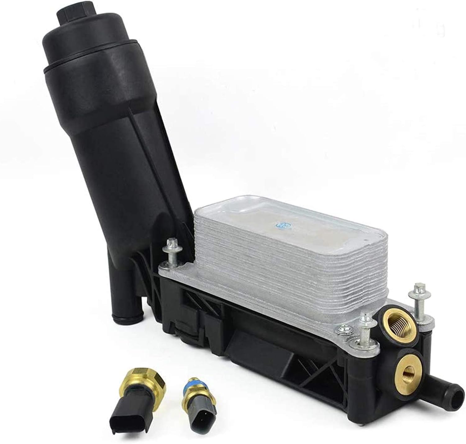 5184294AE Oil Cooler Filter Adapter Housing Assembly Compatible with Ch rysler 200 300 Dodge Journey Avenger Charger Wrangler Grand Cheroke 3.6L V6 2011-2013 with Oil Pressure & Oil Temperture Sensor: Automotive