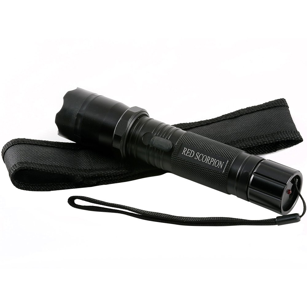 Red Scorpion Metal Stun Gun 1101-1000 Million Volts LED Tactical Rechargeable Flashlight (Black)