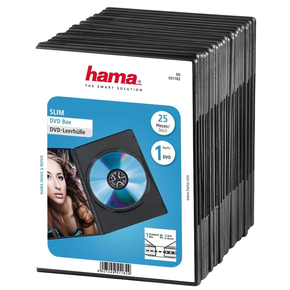 Hama Slim DVD/CD Jewel Case Pack of 25 | Black