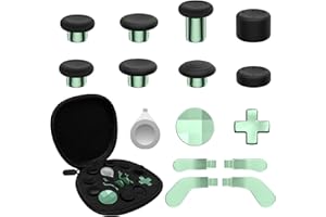 CHARM FOCUS 16-in-1 Metal Thumbsticks Replacement Kits for Xbox Elite Series 2 – Includes Magnetic Joysticks, Paddles, Silicone Caps, D-Pads, Adjustment Tool (Macaron Green)