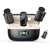 Sunnymark Mini Wireless Lavalier Microphone for iPhone/Android/PC with USB-C Plug, Noise Reduction, 25H Battery Life with Charging Case, Plug & Play, Tiny Mics for Vlogging & Podcast