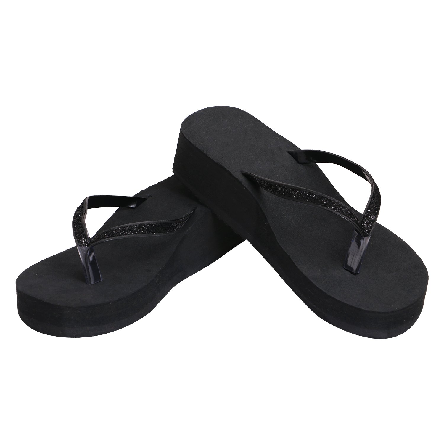 hd casual rubber flip-flop slippers for women (black)