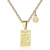 Zodiac Sign Necklace for Women Constellation Tarot Card Pendant Double Sided Gold Stainless Steel Waterproof NonTarnish Friendship Jewelry Gift