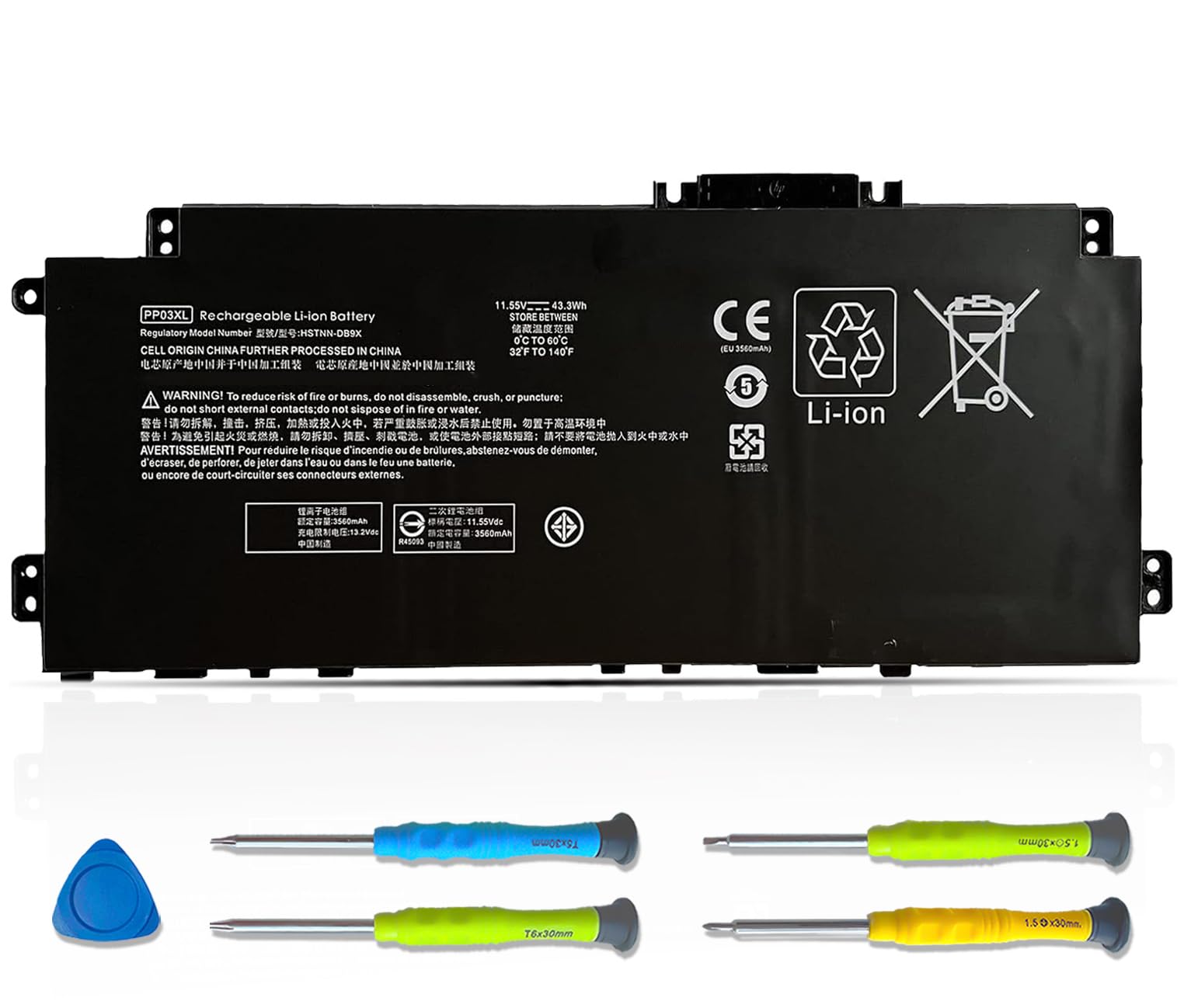 Photo 1 of ASODI PP03XL M01118-421 Laptop Battery Compatible with HP Pavilion x360 13-BB 14-DV 14M-DW 14M-DW0023DX 14-DK 15-EH Series M01144-005 PV03XL HSTNN-DB9X HSTNN-LB8S HSTNN-OB1P 11.55V