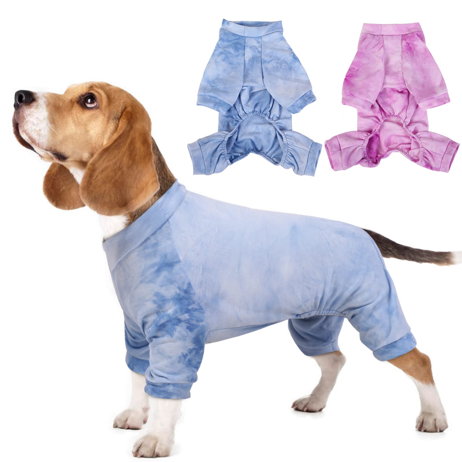 Hjumarayan Dog Recovery Suit - Stretchy Post Op Pyjamas With Legs for Male Dogs, Body Cover for Italian Greyhound, Slim French Bulldog (Blue M)