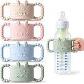 Andy Bear 4 Pack Silicone Baby Bottle Handles Compatible with Dr. Brown&rsquo;s 8 oz/250 ml Narrow Bottles, Removable Easy Grip Handles for Bottle to Sippy Cup Transition, BPA Free Playful Bunny