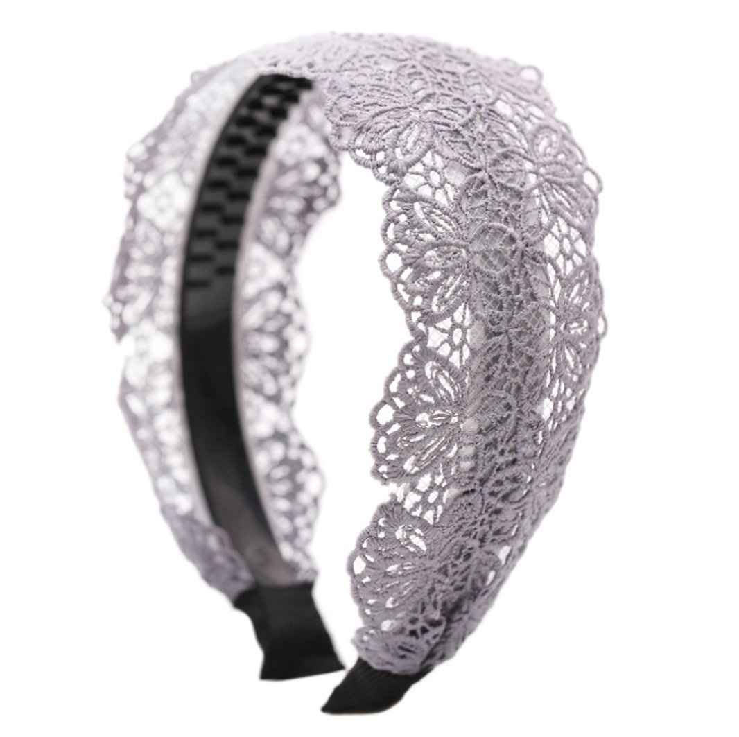 Fashion 2 Inch Wide Lace Headband Hair Band with Teeth for