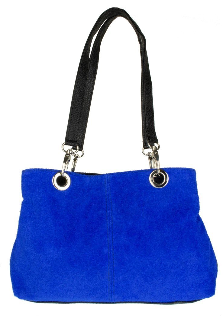 Girly HandBags Italian Suede Leather Shoulder Bag - Royal Blue(Size: W 30, H 20, D 10 cm (W 12, H 8, D 4 inches))