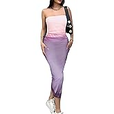 ABMOIU Women's Summer Strapless Maxi Dress Sexy Printed Tube Top Ruched Bodycon Long Party Club Dresses