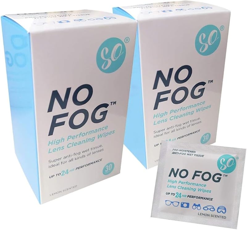 SO No Fog Anti-Fog Wipes 60 Pack for Glasses Steamed Up Lenses
