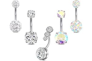 FECTAS Belly Button Rings Surgical Steel for Women Girls Navel Belly Rings Piercing Ring Jewelry Pack Kit 14G