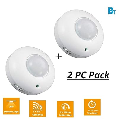 Blackt Electrotech 360 Degree Motion Sensor With Light Sensor, Energy Saving Detector Switch With 18 Months Warranty (Ceiling Mounted) (2 Pic Pack)