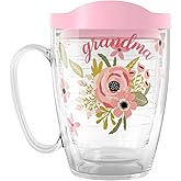 Tervis Floral Cluster Mother's Day Made in USA Double Walled Insulated Tumbler Travel Cup Keeps Drinks Cold & Hot, 16oz Mug with Handle, Grandma