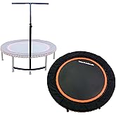 LEAPS & REBOUNDS 48" Adjustable Stability Bar Attachment with 48" Mini Fitness Trampoline and Home Gym Rebounder for Cardio Exercises, Orange