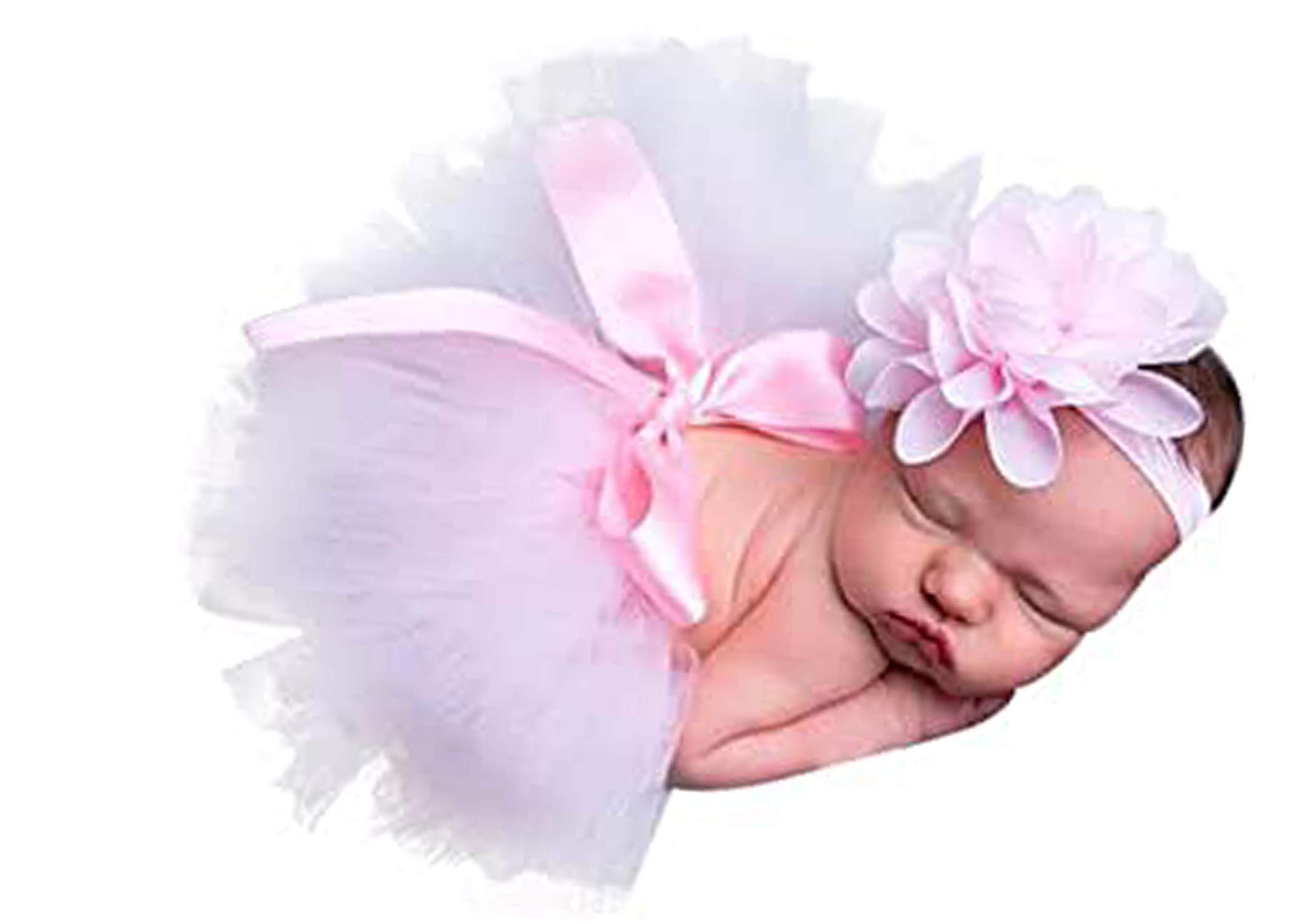 Pink, Newborn Baby Tutu Clothes Skirt Headdress Flower Photo Photography Prop Outfit