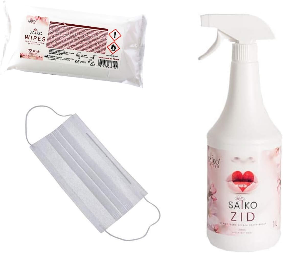 50 Pcs/lot 3 Layers Non-Woven Face Masks Earloop Disposable Mask Medical Surgical (White + SAIKO Wipes)