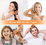 URAQT Hair Brush Boar Bristle Paddle for Women Detangle Soft Massage Red view 6