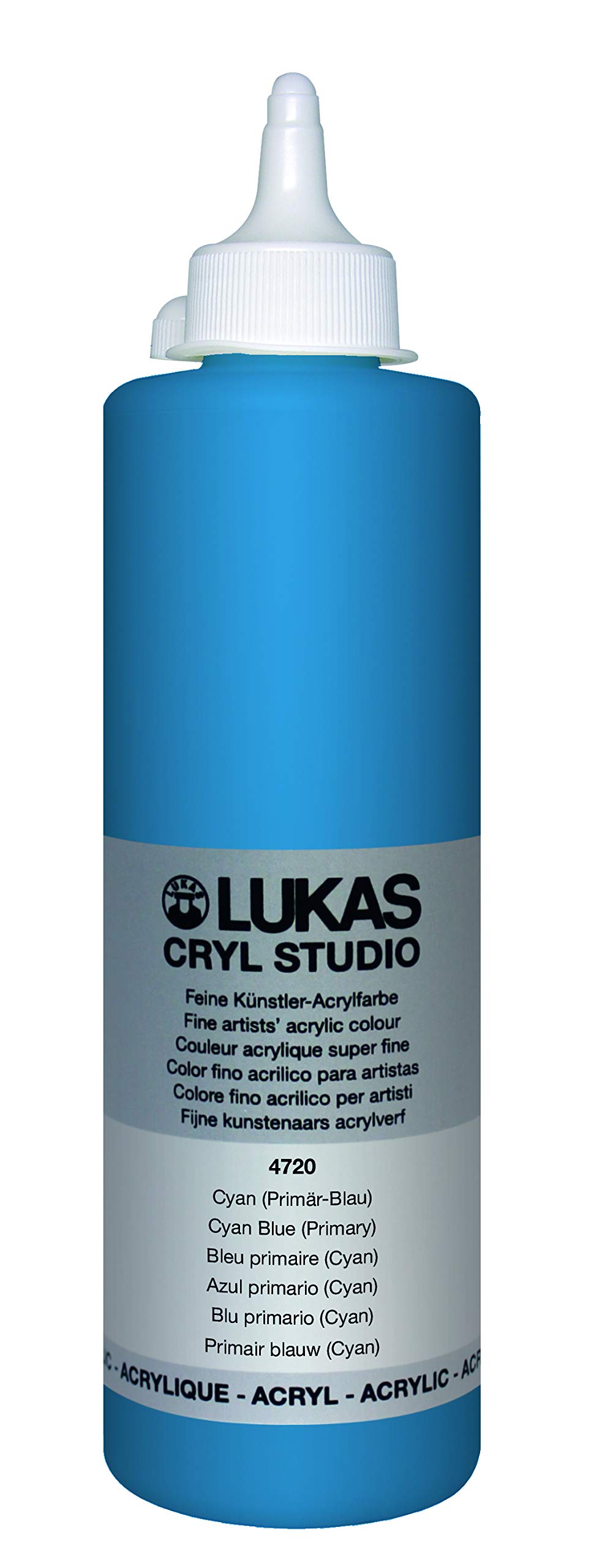 LUKAS Cryl Studio 500ml Premium Quality Acrylic Paint - Cyan (Primary Blue)