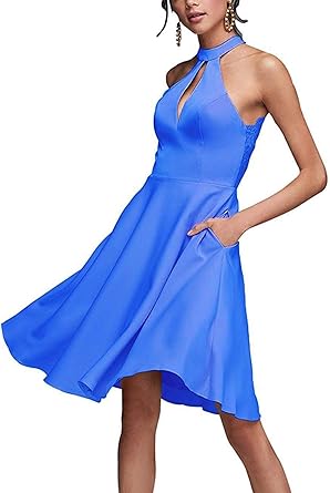 high neck homecoming dresses short