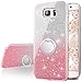 Galaxy S6 Edge Case,Silverback Girls Bling Glitter Sparkle Cute Phone Case with 360 Rotating Ring Stand, Soft TPU Outer Cover + Hard PC Inner Shell Skin for Samsung Galaxy S6 Edge -Pink