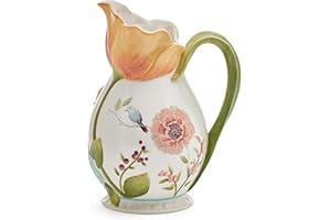 FITZ & FLOYD Fitz and Floyd Meadow Floral Pitcher Vase, 2.5 Quart