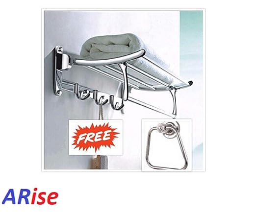 JAGGER Stainless Steel Folding Towel Rack 24 Inch + Free Towel Ring