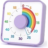 LIORQUE 6-Inch Large Visual Timer Mechanical, 60-Minute Classroom Timer | No Battery, Kids Countdown Timer for Classroom, Mechanical Kitchen Timers for Cooking, Magnetic Timer Clock ADHD, Rainbow